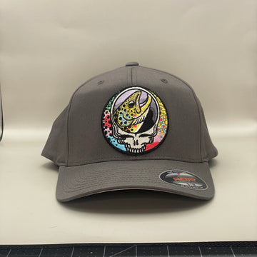 Steal Your Face Trout Trio FlexFit S/M Charcoal gray  Hat  embroidered patch lucky fishing hat