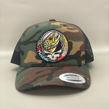 Steal Your Face Trout Trio Trucker Hat camouflage retro embroidered fishing hat FREE SHIPPING