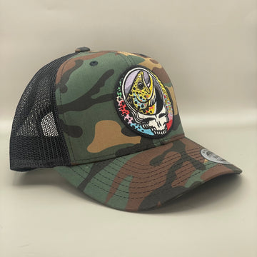 Steal Your Face Trout Trio Trucker Hat camouflage retro embroidered fishing hat FREE SHIPPING