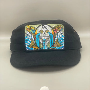 Calavera y Truchas ECOnscious Organic ECO Corps (Skull w Trout) “Castro” Hat  embroidered patch fishing hat