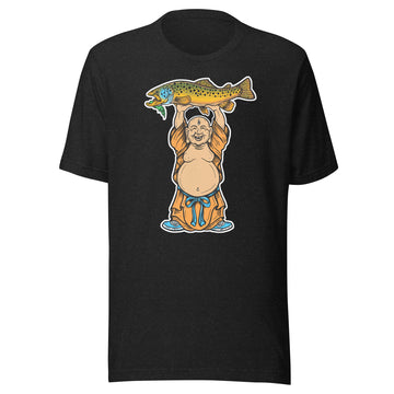 Laughing Buddha with Brown Trout Short-Sleeve Unisex T-Shirt